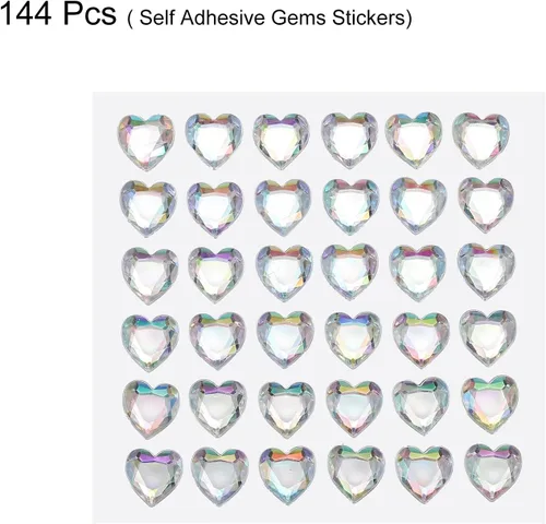 Vista 75 de MECCANIXITY 144 calcomanías autoadhesivas de diamantes de imitación de corazón de 0.394 pulgadas para maquillaje de San Valentín, artes y Azul Oscuro