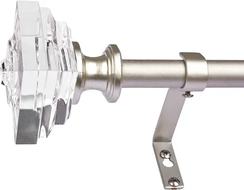 Vista 12 de Cortinero decorativo estándar de 3/4” de diámetro, longitud ajustable de 48 a 84 pulgadas, remates cuadrados de acrílico