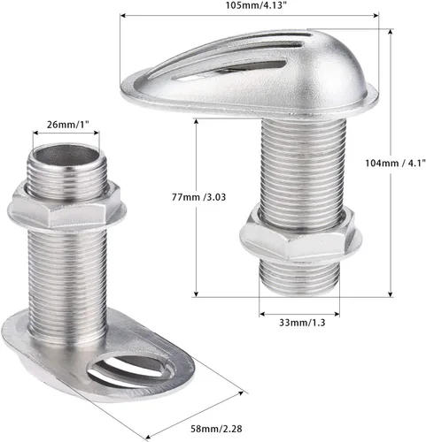 Vista 2 de Mgoodoo 1 colador de entrada de barco marino de acero inoxidable 316 a través del casco de entrada de 1 pulgada