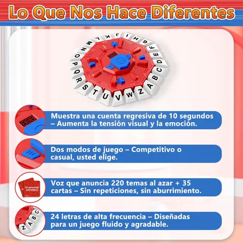 Vista 6 de Resflycheng Juego de Mesa en Español con Pantalla Digital y 2 Modos de Juego, 35 Tarjetas Doble Cara, Ideal para Fiestas y Aprendizaje Interactivo