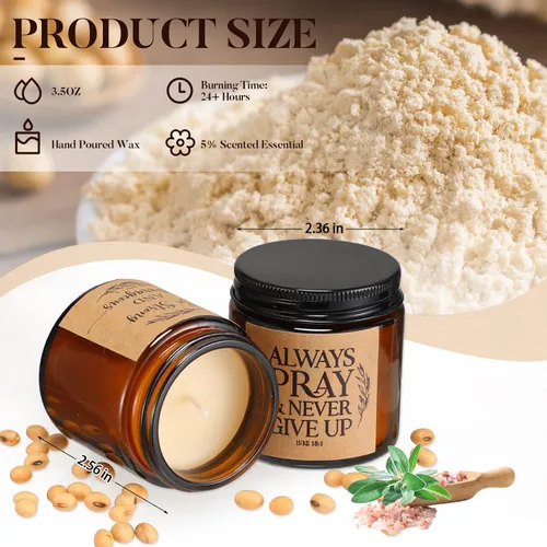 Vista 2 de Lewtemi 10 frascos de regalo cristiano para el Día de la Madre, vela perfumada de oración católica a granel, 3.5 onzas, versículo bíblico de fe