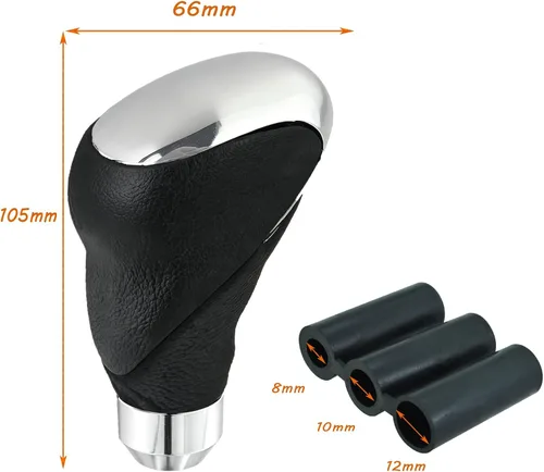 Vista 9 de Lunsom Pomo de Palanca de Cambios de Cuero, Cabezal de Mango de Palanca de Cambios de Transmisión Type-R se Adapta a la Mayoría de Automóviles Negro
