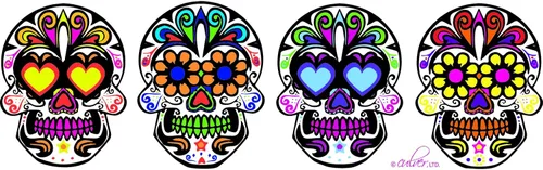 Vista 2 de Culver Sugar Skulls - Vasos de chupito decorados, 1.75 onzas, juego de 4