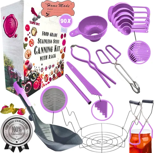 Vista 7 de Supa Ant Kit de iniciación de suministros para conservas negras, 10 piezas de accesorios para latas con estante para conservas, cucharón XL, embudo