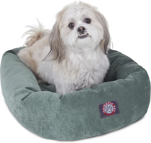 Vista 22 de Majestic Pet Cama para perros calmante de microterciopelo de 24 pulgadas, lavable – Cama redonda suave y acogedora para perros con soporte