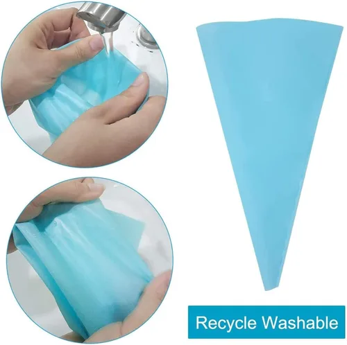 Vista 5 de Bolsa de silicona para glaseado, bolsa de pastelería reutilizable y 20 boquillas de acero inoxidable, herramienta de decoración de pasteles