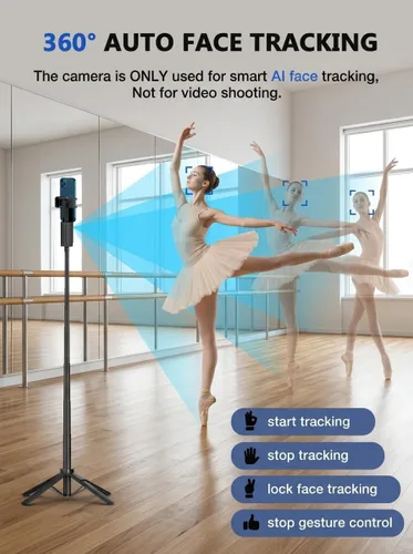 Vista 2 de Trípode de seguimiento automático mejorado 2026 para iPhone Selfie Stick