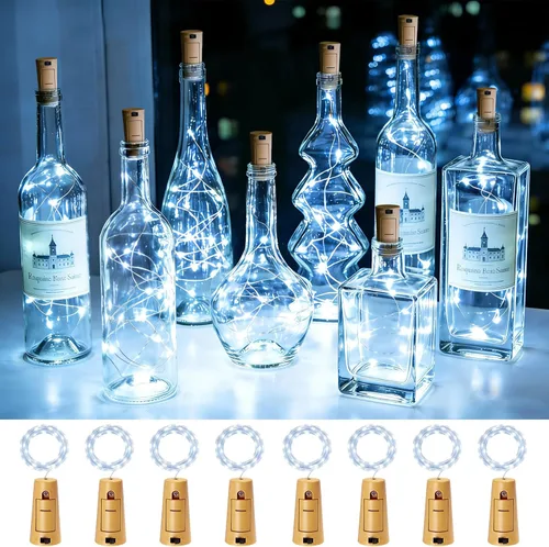 VOOKRY Luces para botellas de vino con 20 luces LED de corcho, funciona con pilas, mini luces de alambre de cobre para botellas de bricolaje,