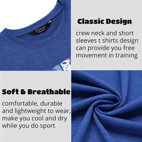 Vista 5 de COOFANDY Men 2 Pack Muscle Workout T Shirt Gym Bodybuilding Short Sleeve Tee Top