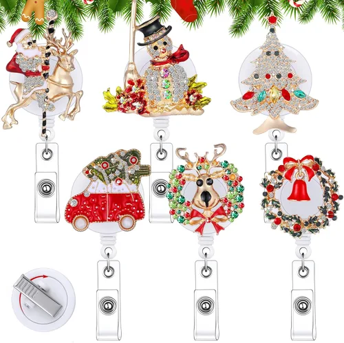 Vista 9 de Chinco 6 piezas de carretes de insignia de girasol retráctiles con brillo, carretes de insignia de identificación con diamantes de imitación