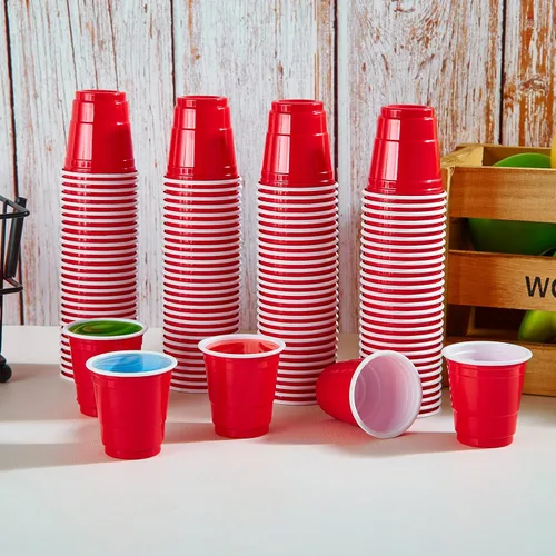 Vista 5 de Lilymicky Paquete de 300 vasos de chupito de plástico de 2 onzas, vasos de chupito desechables rojos, mini vasos de chupito rojos, vasos de fiesta
