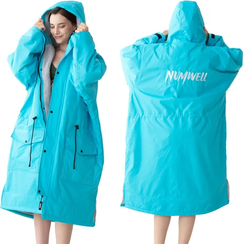 Parka de natación impermeable cálida para adultos, bata cambiadora con capucha de gran tamaño, poncho de invierno de felpa para deportes acuáticos