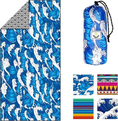 Vista 174 de 4Monster Toalla de playa de microfibra de secado rápido, toalla de viaje ligera súper absorbente para nadadores, toalla de camping sin arena