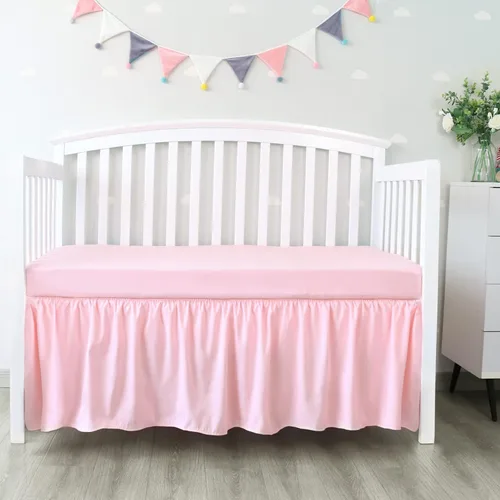 Vista 12 de Falda de Cama para Cuna Gris de 4 Lados con Volantes Plisados, Ropa de Cama Ajustable para Guardería para Niñas o Niños, Compatible con Todas