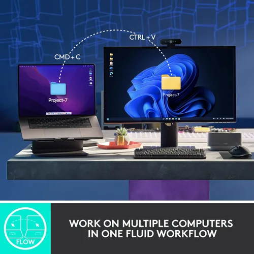 Vista 8 de Teclado Inalámbrico Iluminado Mecánico de Tamaño Completo Logitech MX, Táctil Silencioso, y Paquete de Mouse Inalámbrico Bluetooth de Rendimiento MX