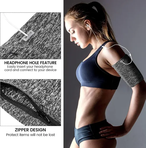 Vista 3 de Brazalete de teléfono para correr, 3 unidades, para correr, bandas para el brazo para teléfono celular, para correr, caminar, senderismo, trotar