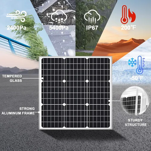 Vista 3 de SOLPERK Kit de Panel Solar 50W 12V, Cargador de Mantenimiento por Goteo de Batería Solar con Controlador Impermeable Mejorado para Barco Automóvil