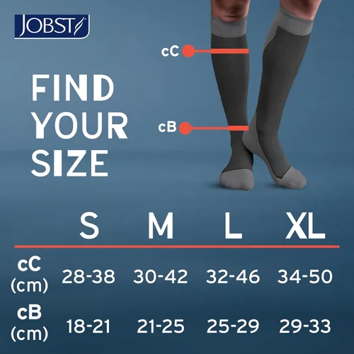 Vista 6 de JOBST Calcetines deportivos de compresión hasta la rodilla, 15-20 mmHg, negro/gris, talla S