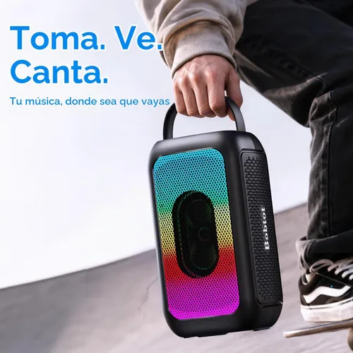 Vista 8 de Bobtot Altavoz Bluetooth portátil inalámbrico, 16 horas de reproducción, pequeños altavoces de karaoke con micrófono, sonido mágico, eco, modo