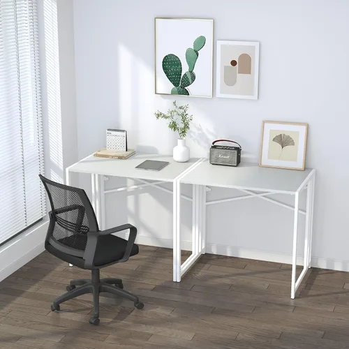 Vista 215 de Escritorio plegable de 47 pulgadas, no requiere montaje, mesa de oficina en casa, escritorio de campamento para computadora de juegos, color beige