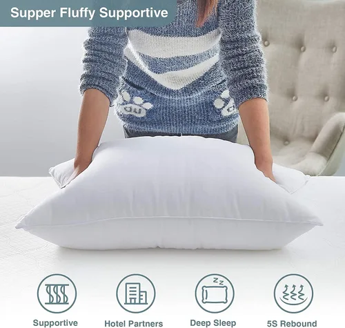 Vista 5 de Acanva Almohadas de cama para dormir, paquete de 2, relleno de microfibra alternativa al plumón suave, funda natural agradable a la piel, suave