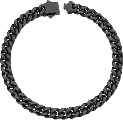 Vista 17 de ChainsHouse - Pulsera de eslabones cubanos de acero inoxidable para hombre, 5mm/7mm/9mm/12mm de ancho, 7.5"/8.3"/9" de largo, cadena chapada en oro