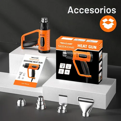 Vista 8 de SEEKONE Pistola de calor de 1800 W, kit de pistola de aire caliente de calor rápido resistente con ajustes de doble temperatura de 752 ℉ y 1112 ℉