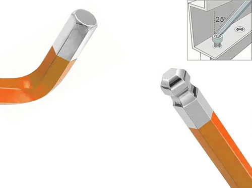 Vista 14 de 2 llaves Allen de extremo de bola de 0.059 in, llave hexagonal interna, herramienta de reparación de acero S2 de brazo largo en forma de L