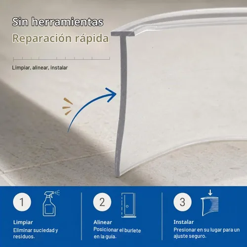 Vista 5 de Prime-Line M 6211 - Barrido inferior para puerta de ducha, tira de 36 pulgadas x 1 pulgada, construcción de vinilo, transparente, 5/32 pulgadas