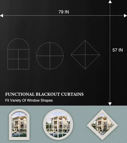 Vista 5 de Cortinas opacas para dormitorio, cortinas opacas, cubierta de ventana 100% opaca (79 x 57 pulgadas), cortinas de oscurecimiento de habitación