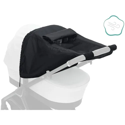 Vista 4 de Cubierta solar para cochecito de bebé, anti-UV 50+, ajuste universal, para protección solar con ventana de visión, parasol impermeable (gris oscuro)