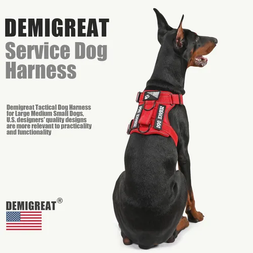 Vista 137 de Demigreat Arnés de perro de servicio, arnés reflectante para perro con 5 parches, arnés Oxford suave ajustable para mascotas, malla de capa
