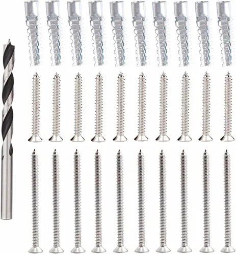 Kit de reparación de hardware de seguridad de puerta de tornillo - Refuerzo de jamba y reparación de bisagras peladas (Plata)
