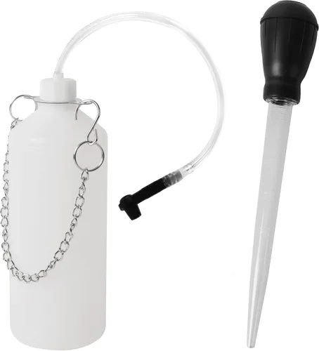 Calvana Kit de bomba de vacío de purga de frenos de 0.8L, extractor de líquidos, kit de purga de cilindro maestro, botella de purga de frenos con