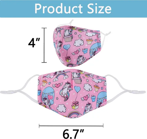 Vista 2 de 6 Packs Kids Face Mask Washable Adjustable and Breathable Face Mask Set For Boys Girls Back to School Supplies Gift