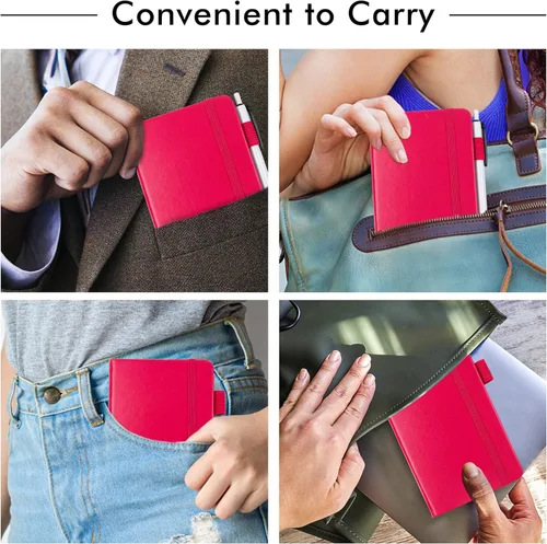 Vista 5 de Feela - Paquete de 6 cuadernos pequeños de bolsillo a granel, mini cuadernos de notas memo kawaii de tapa dura con líneas universitarias y soporte