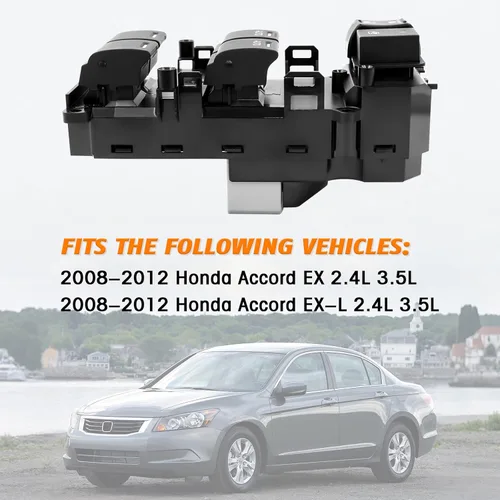 Vista 2 de Interruptor maestro para ventana eléctrica compatible con Honda Accord 2008-2012, botón automático doble, reemplaza # 35750-TA0-A31, 35750-TA0-A32