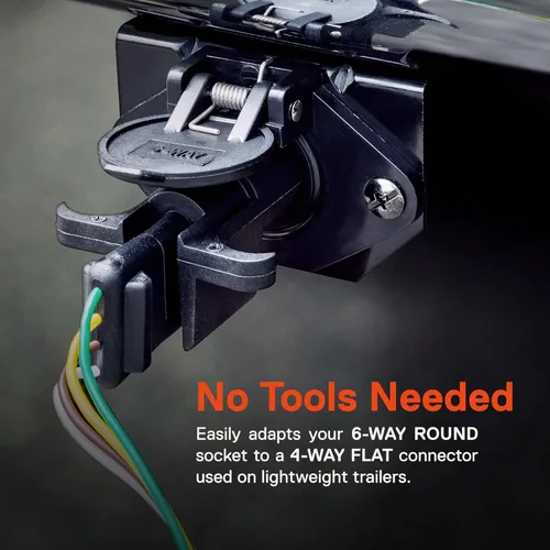 Vista 2 de ONLINE LED STORE True Mods Adaptador de remolque de 6 vías redondas a 4 vías planas [terminales de cobre niquelado] [carcasa de nailon robusto]