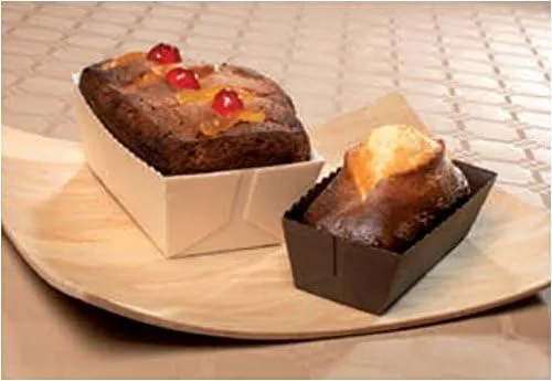 Vista 3 de Pastry Chef's Boutique Easy Bake - Mini moldes de papel para tartas – Pequeño pan rectangular de 3 1/8 pulgadas x 1 9/16 pulgadas x 1 5/8 pulgadas