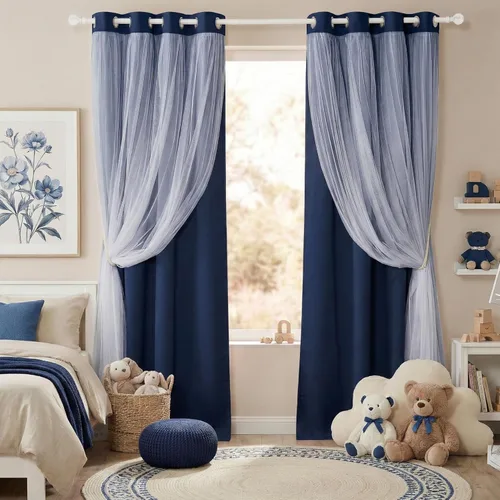 Vista 12 de PONY DANCE Cortinas para Sala de 84 Pulgadas de Largo - Cortinas con Capa Traslúcida, 52 Pulgadas de Ancho, Paneles para Tratamiento de Ventanas