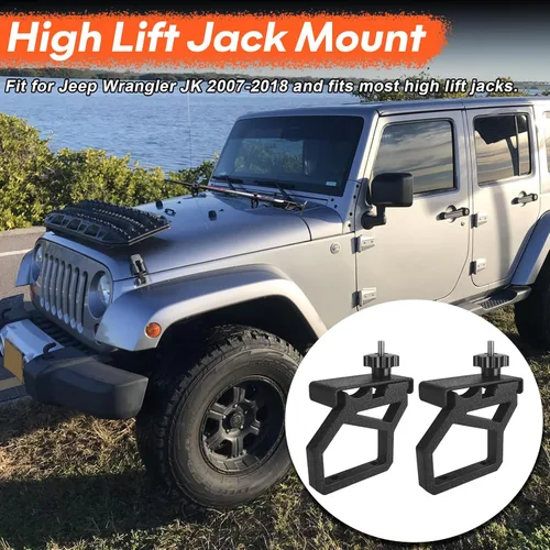 Vista 3 de Soportes de capó de elevación alta para Jeep Jack Mount JK 2007-2018, soporte de montaje de gato todoterreno Hi Lift Jack Mount