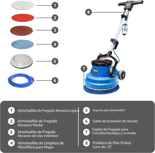 Vista 7 de Prolux Core - Pulidor de piso resistente de 15 pulgadas, máquina de limpieza con función de fregado y pulido - Para todas las superficies de piso