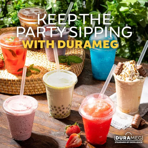 Vista 8 de Durameg [100 unidades – 12 onzas.] Vasos desechables de plástico PET transparente con tapas de cúpula