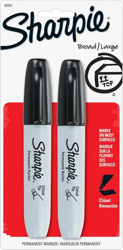 Sharpie 38262PP Sharpie Marcador, punta de cincel, 2/PK, negro