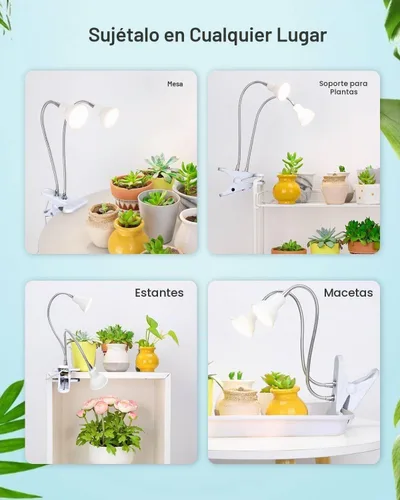 Vista 4 de Luces de cultivo para plantas de interior, luz de crecimiento de espectro completo con LED rojo blanco cálido, luz de planta de clip de doble
