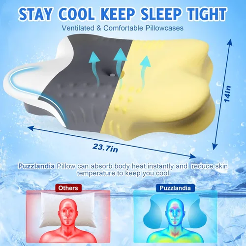 Vista 5 de Almohadas cervicales para el cuello con espuma viscoelástica, almohadas ergonómicas de apoyo para el cuello para aliviar el dolor, espuma