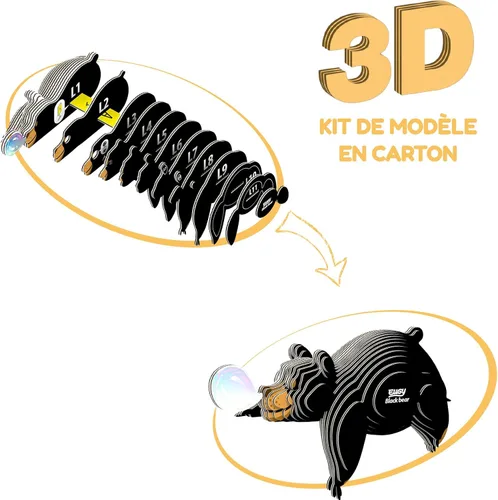 Vista 2 de Eugy Black Bear - Rompecabezas 3D de 24 piezas ecológico para niños, niñas y niños a partir de 6 años