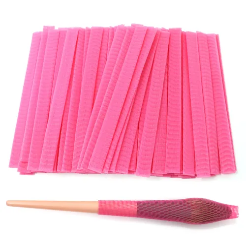 Vista 8 de Honbay - 100 protectores de brochas de maquillaje, reutilizables, expandibles, para brochas de maquillaje, brochas de pintura, borlas de bolso, Negro