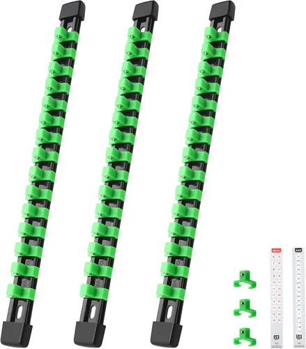 Vista 9 de Reniteco Organizador de enchufes de 3 piezas, unidad de 3/8 pulgadas x 45 clips, soporte de enchufe de ABS resistente con tapas de extremo