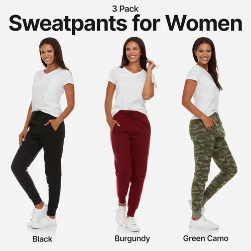 Vista 2 de 3 Pack Sweatpants Women, Comfortable Womens Sweatpants, Fleece Womens Joggers (Available in Plus)